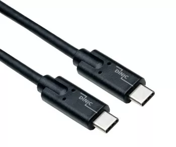 Кабел USB 3.2, тип C към щепсел C, до 20 GBit/s и 100W (20V/5A) зареждане, черен, 0,50 м, кутия DINIC (картонена кутия)